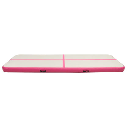 Gymnastiekmat met pomp opblaasbaar 300x100x20 cm PVC roze