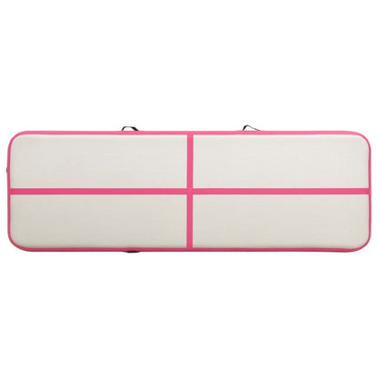 Gymnastiekmat met pomp opblaasbaar 300x100x20 cm PVC roze