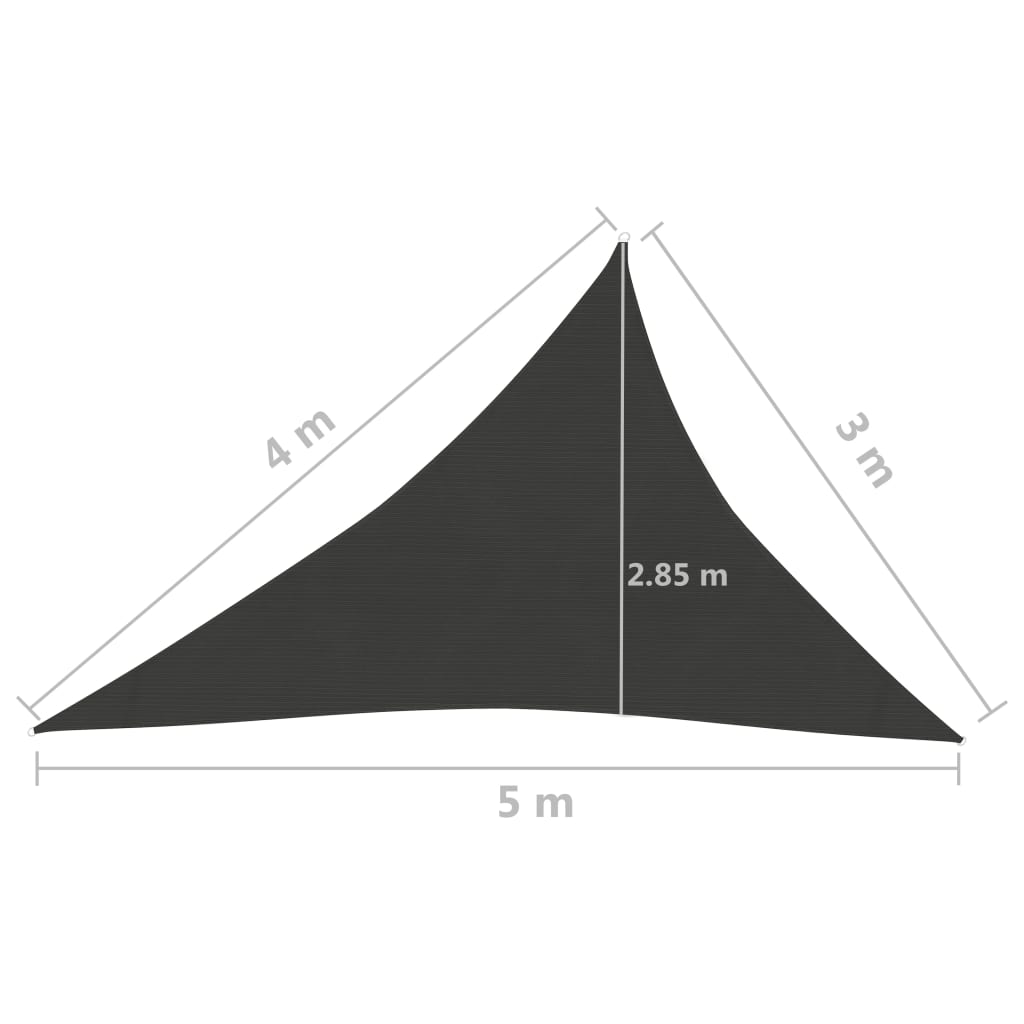 Zonnezeil 160 g/m² 3x4x5 m HDPE antracietkleurig