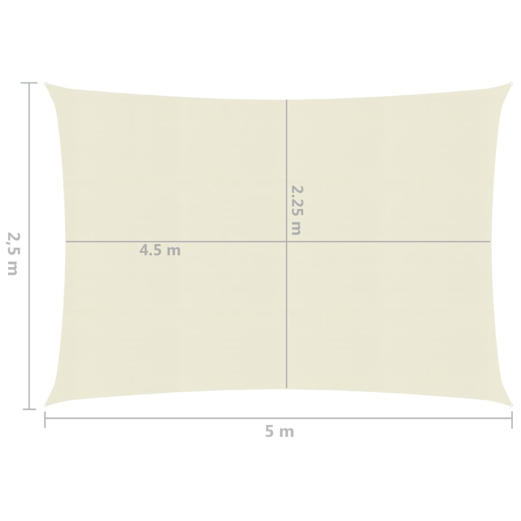 Zonnezeil 160 g/m² 2,5x5 m HDPE crèmekleurig