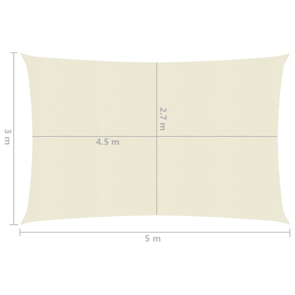 Zonnezeil 160 g/m² 3x5 m HDPE crèmekleurig