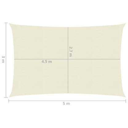 Zonnezeil 160 g/m² 3x5 m HDPE crèmekleurig