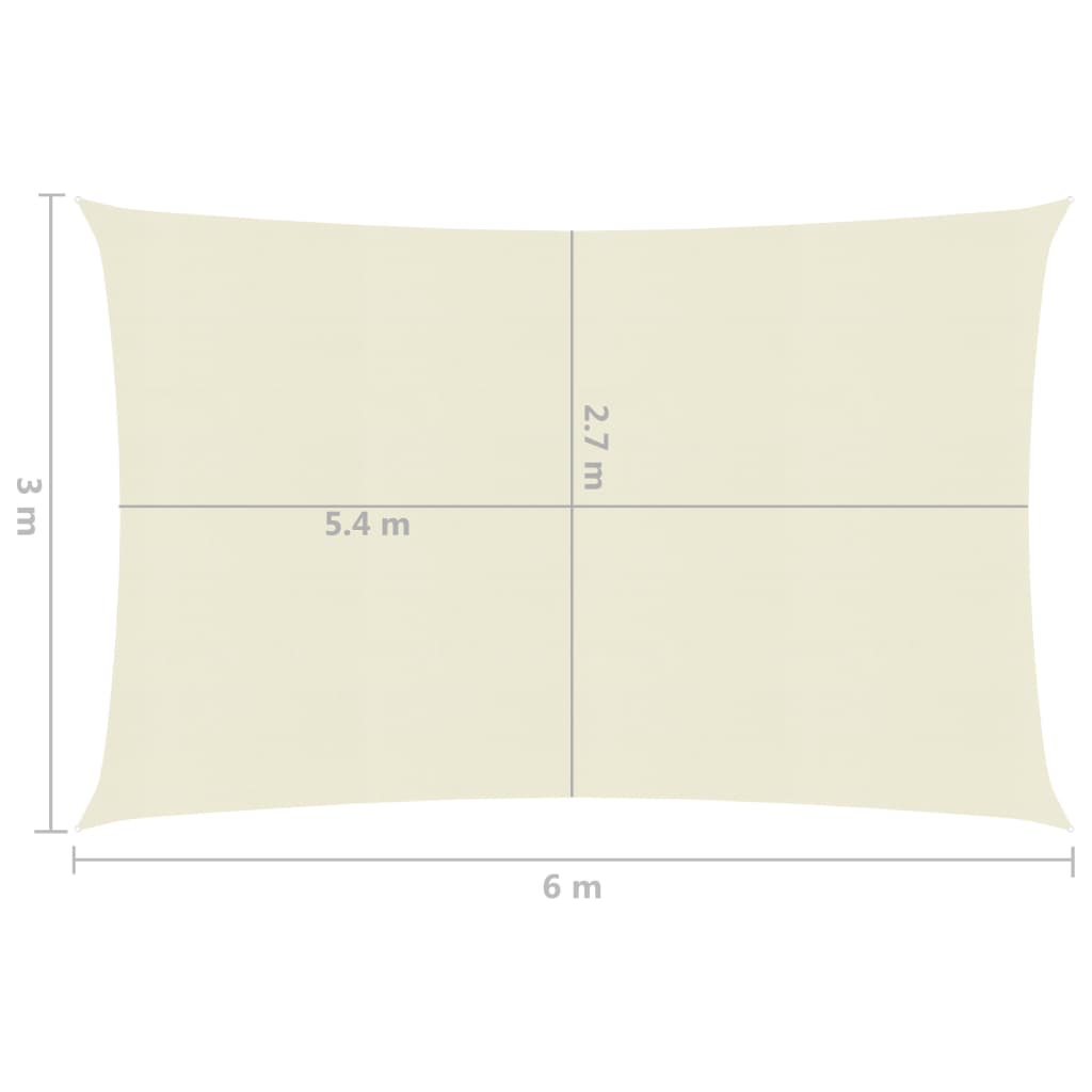 Zonnezeil 160 g/m² 3x6 m HDPE crèmekleurig