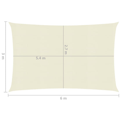 Zonnezeil 160 g/m² 3x6 m HDPE crèmekleurig