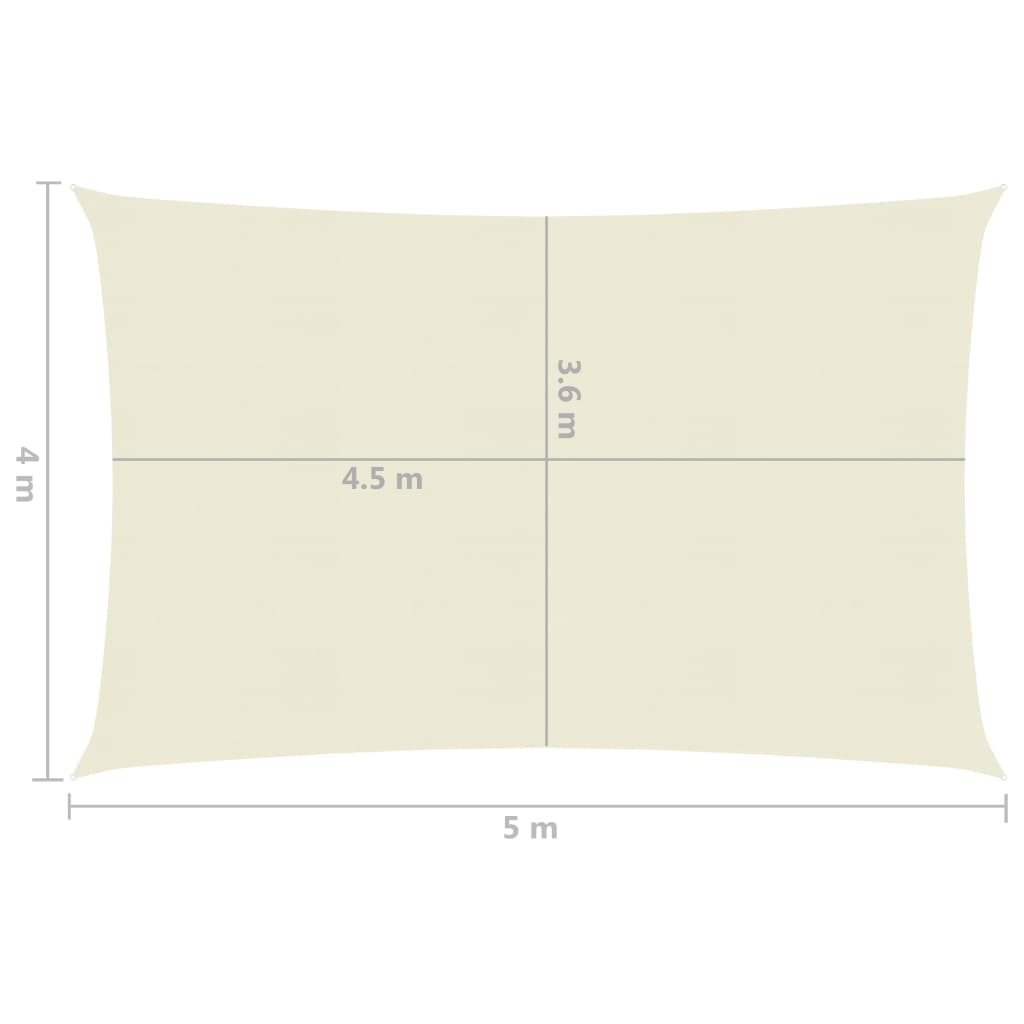 Zonnezeil 160 g/m² 4x5 m HDPE crèmekleurig