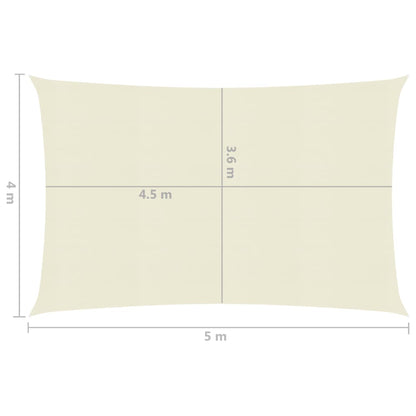 Zonnezeil 160 g/m² 4x5 m HDPE crèmekleurig