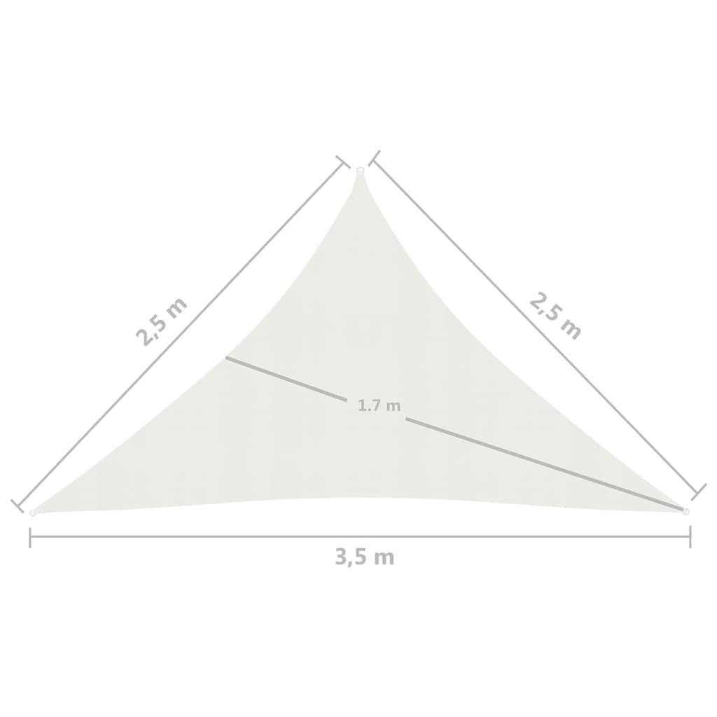 Zonnezeil 160 g/m² 2,5x2,5x3,5 m HDPE wit