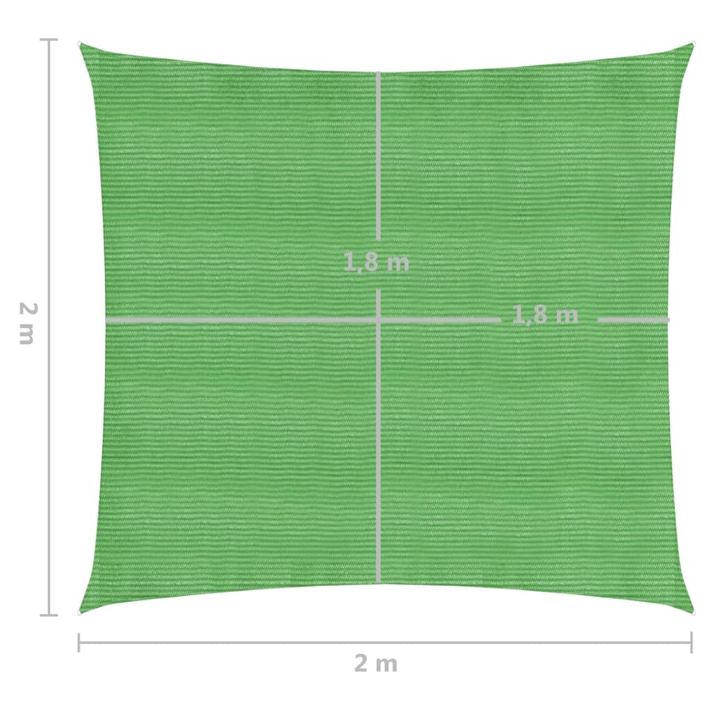 Zonnezeil 160 g/m² 2x2 m HDPE lichtgroen