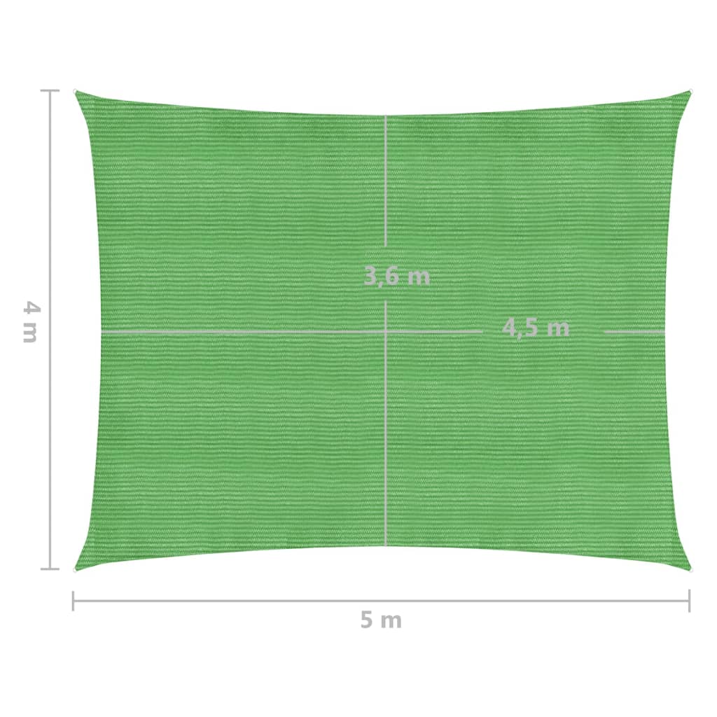 Zonnezeil 160 g/m² 4x5 m HDPE lichtgroen