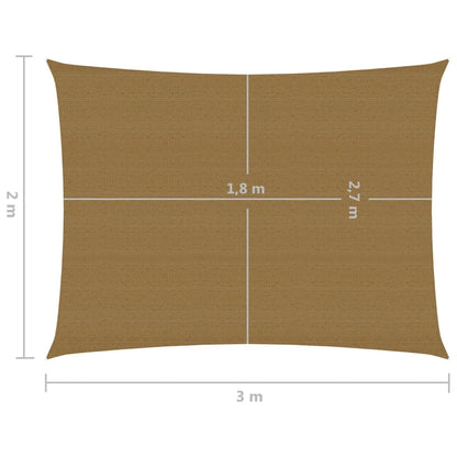 Zonnezeil 160 g/m² 2x3 m HDPE taupe