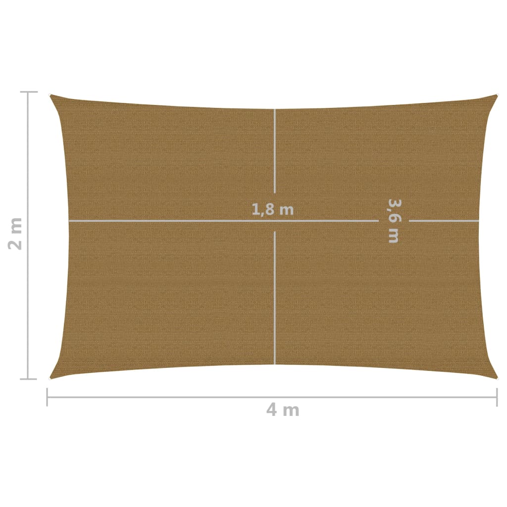 Zonnezeil 160 g/m² 2x4 m HDPE taupe