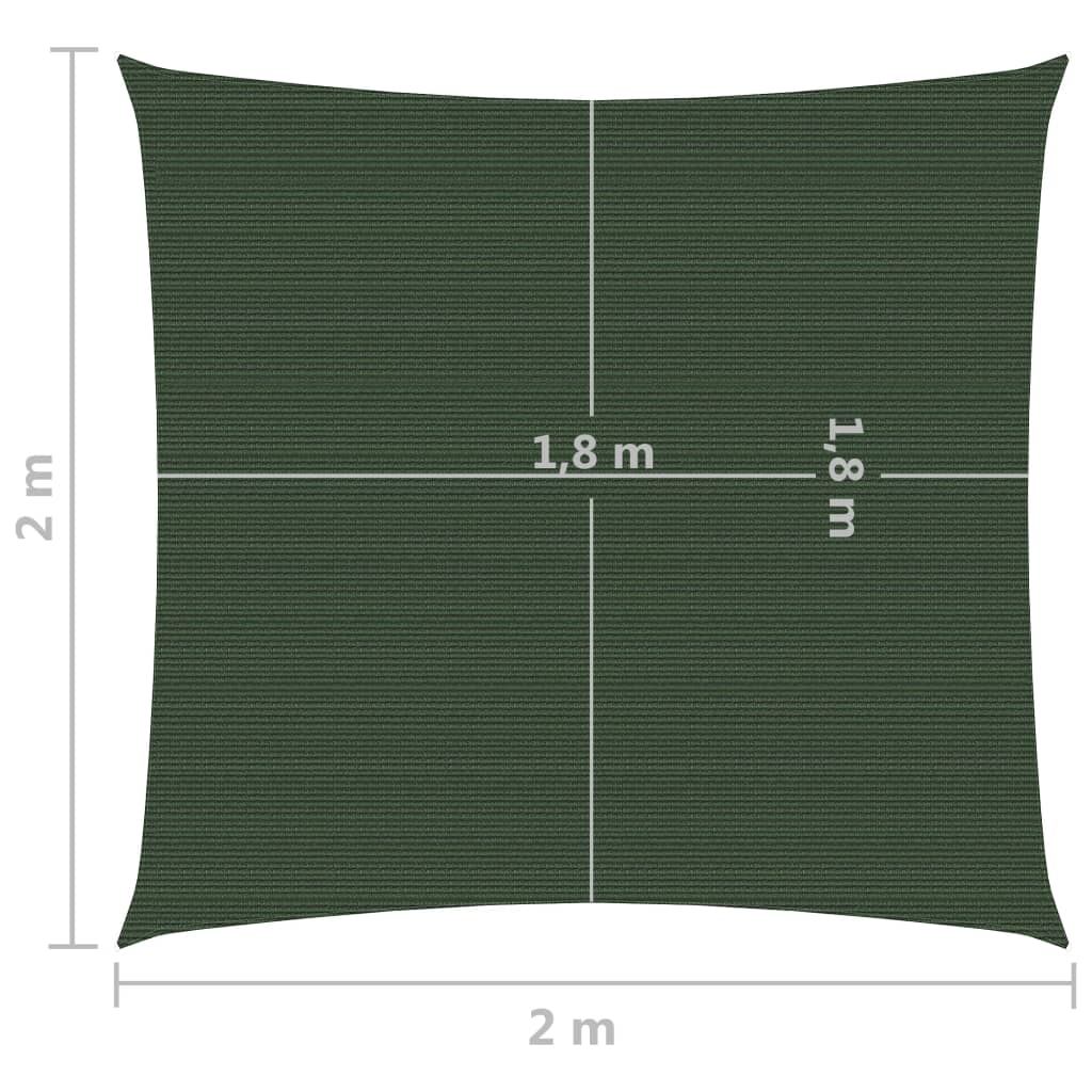 Zonnezeil 160 g/m² 2x2 m HDPE donkergroen