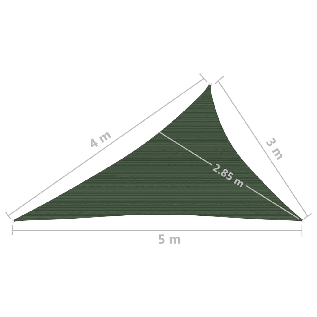 Zonnezeil 160 g/m² 3x4x5 m HDPE donkergroen