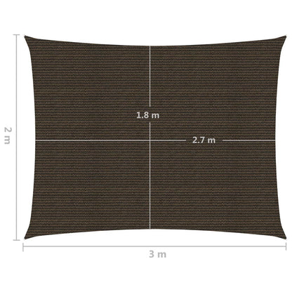 Zonnezeil 160 g/m² 2x3 m HDPE bruin