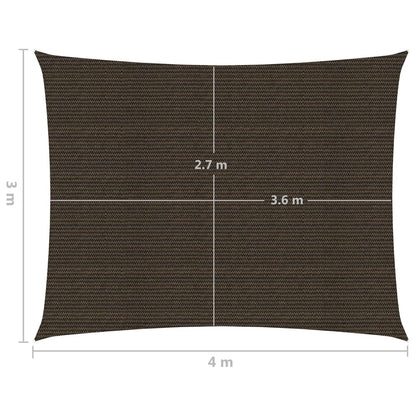 Zonnezeil 160 g/m² 3x4 m HDPE bruin