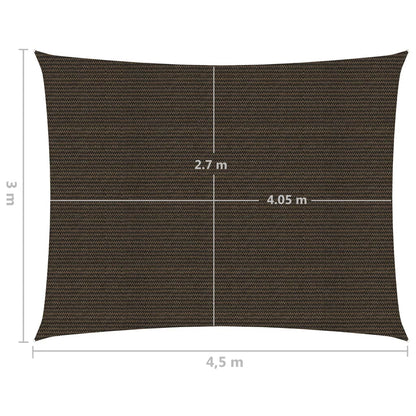 Zonnezeil 160 g/m² 3x4,5 m HDPE bruin