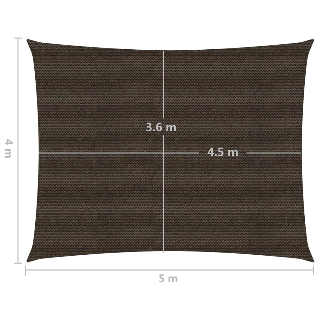 Zonnezeil 160 g/m² 4x5 m HDPE bruin