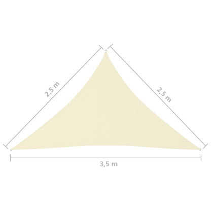 Zonnescherm driehoekig 2,5x2,5x3,5 m oxford stof crèmekleurig