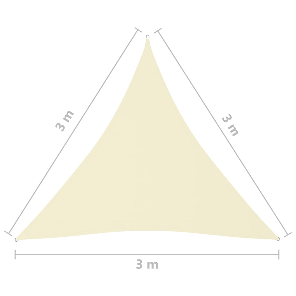 Zonnescherm driehoekig 3x3x3 m oxford stof crèmekleurig