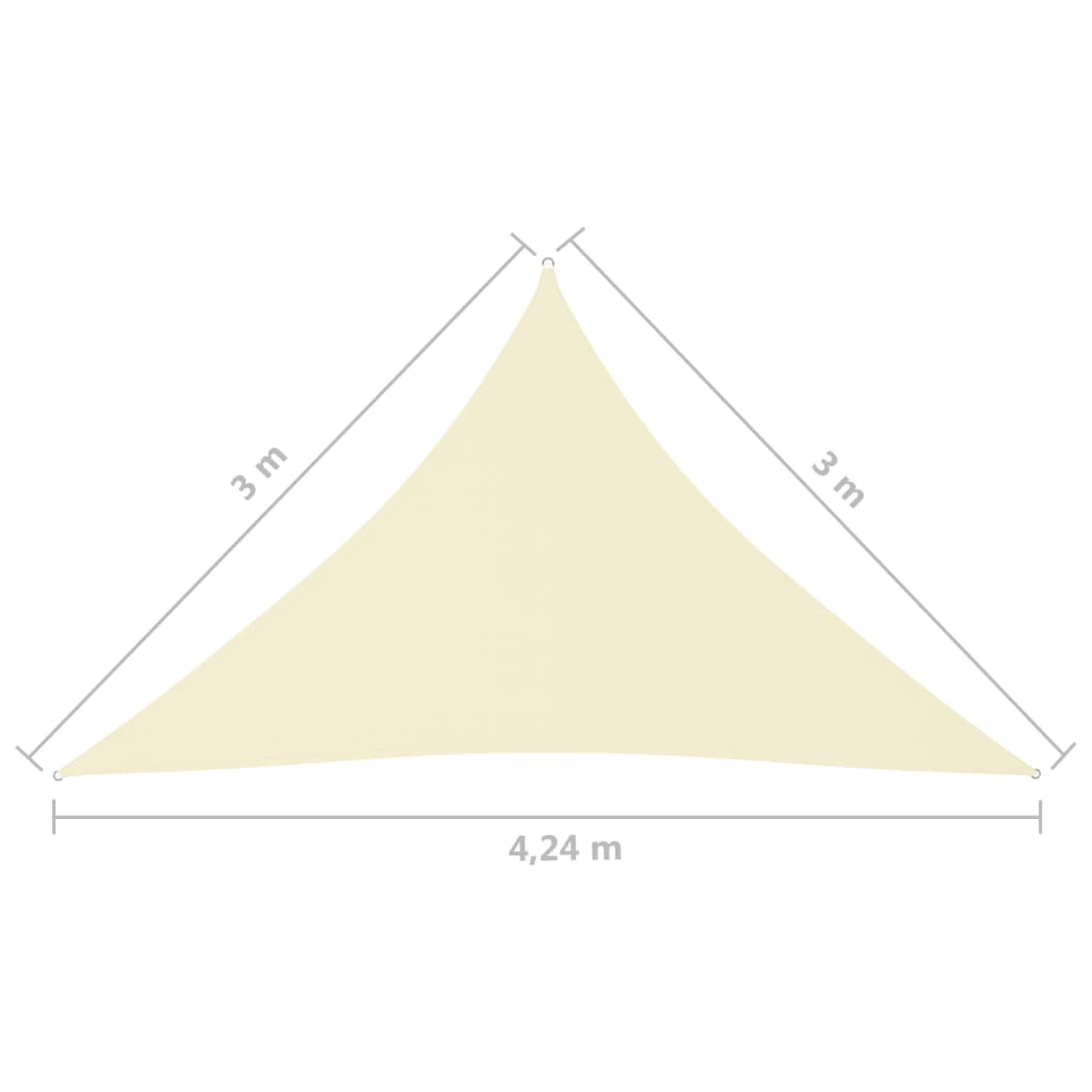 Zonnescherm driehoekig 3x3x4,24 m oxford stof crèmekleurig