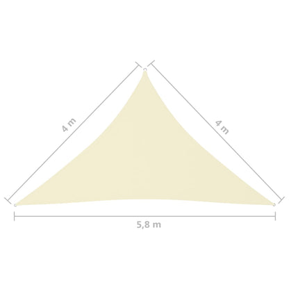 Zonnescherm driehoekig 4x4x5,8 m oxford stof crèmekleurig