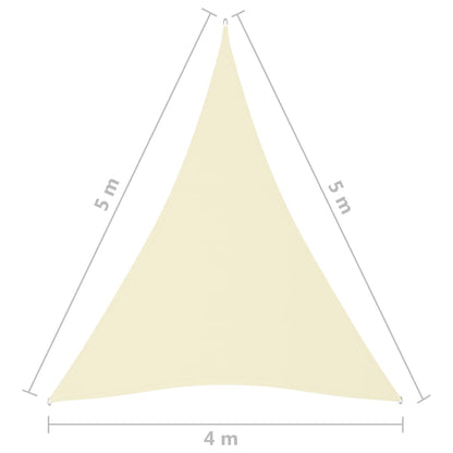 Zonnescherm driehoekig 4x5x5 m oxford stof crèmekleurig