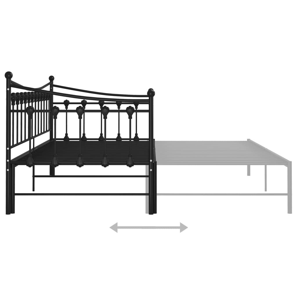 Slaapbankframe uittrekbaar metaal zwart 90x200 cm