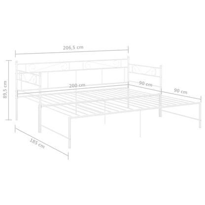 Slaapbankframe uittrekbaar metaal wit 90x200 cm