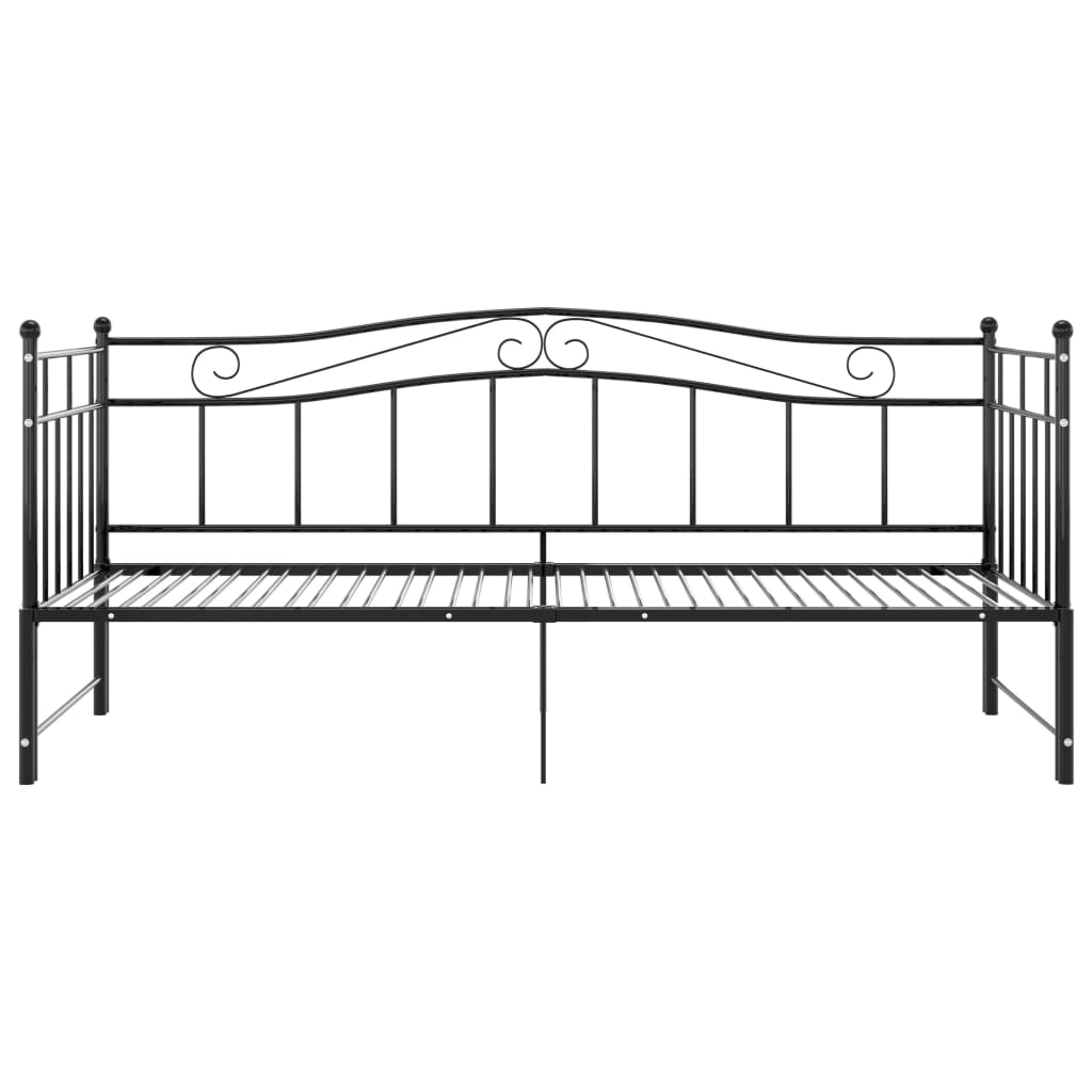 Slaapbankframe uittrekbaar metaal zwart 90x200 cm