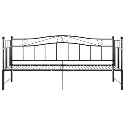 Slaapbankframe uittrekbaar metaal zwart 90x200 cm