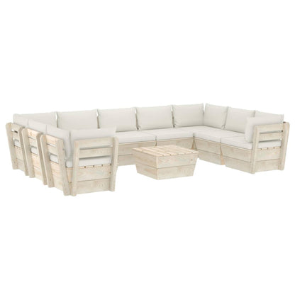 10-delige Loungeset met kussens pallet vurenhout