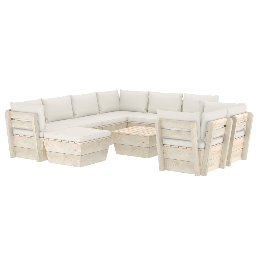 10-delige Loungeset met kussens pallet vurenhout