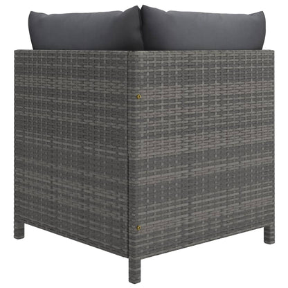 10-delige Loungeset met kussens poly rattan grijs