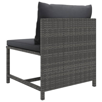 10-delige Loungeset met kussens poly rattan grijs