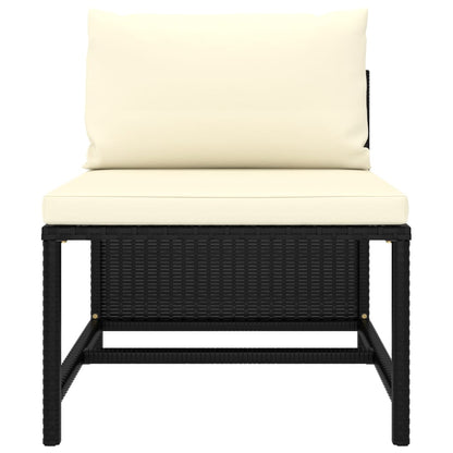 10-delige Loungeset met kussens poly rattan zwart