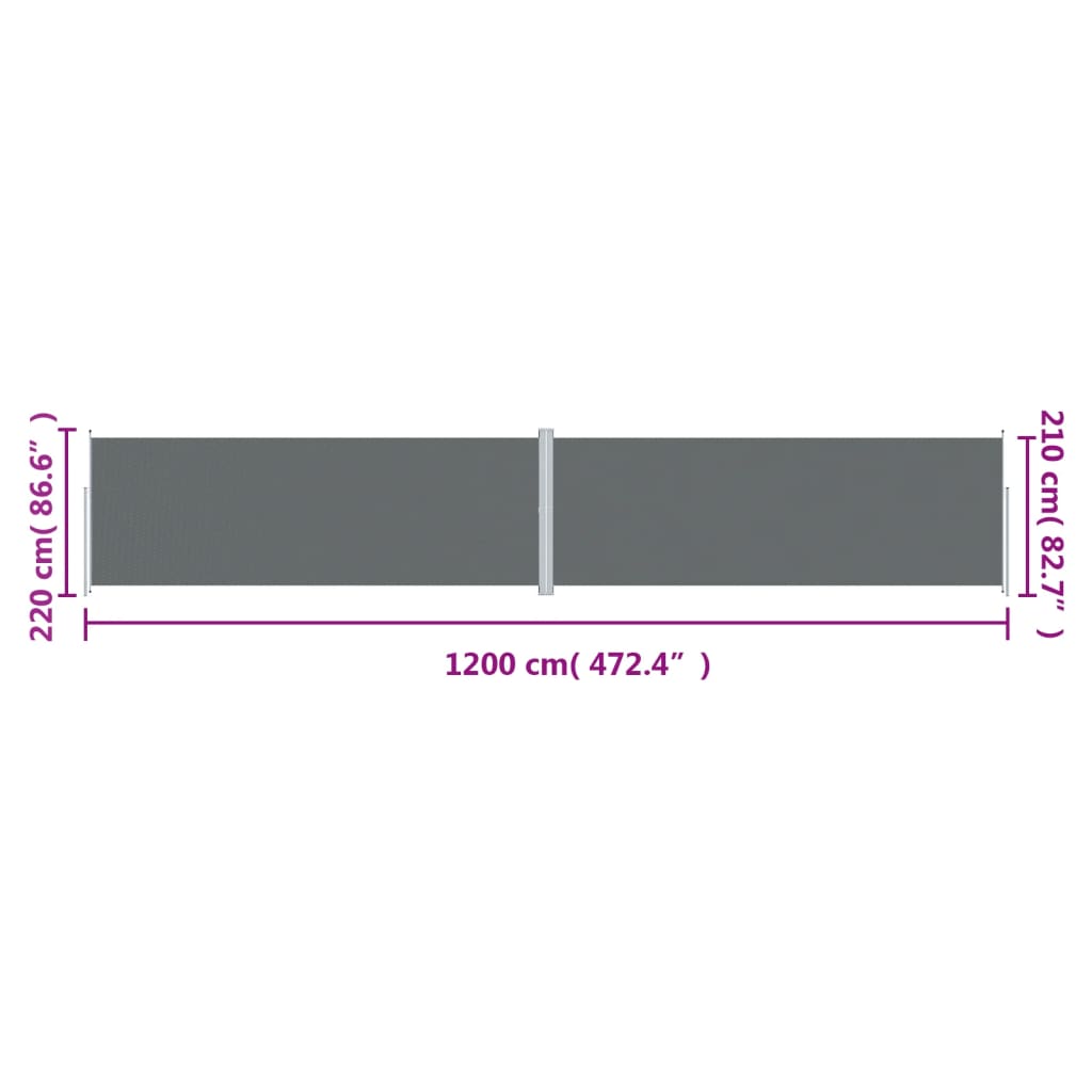 Windscherm uittrekbaar 220x1200 cm antracietkleurig