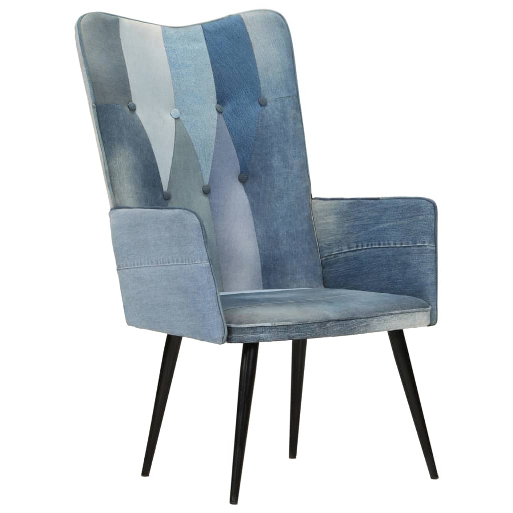 Fauteuil canvas denim patchwork