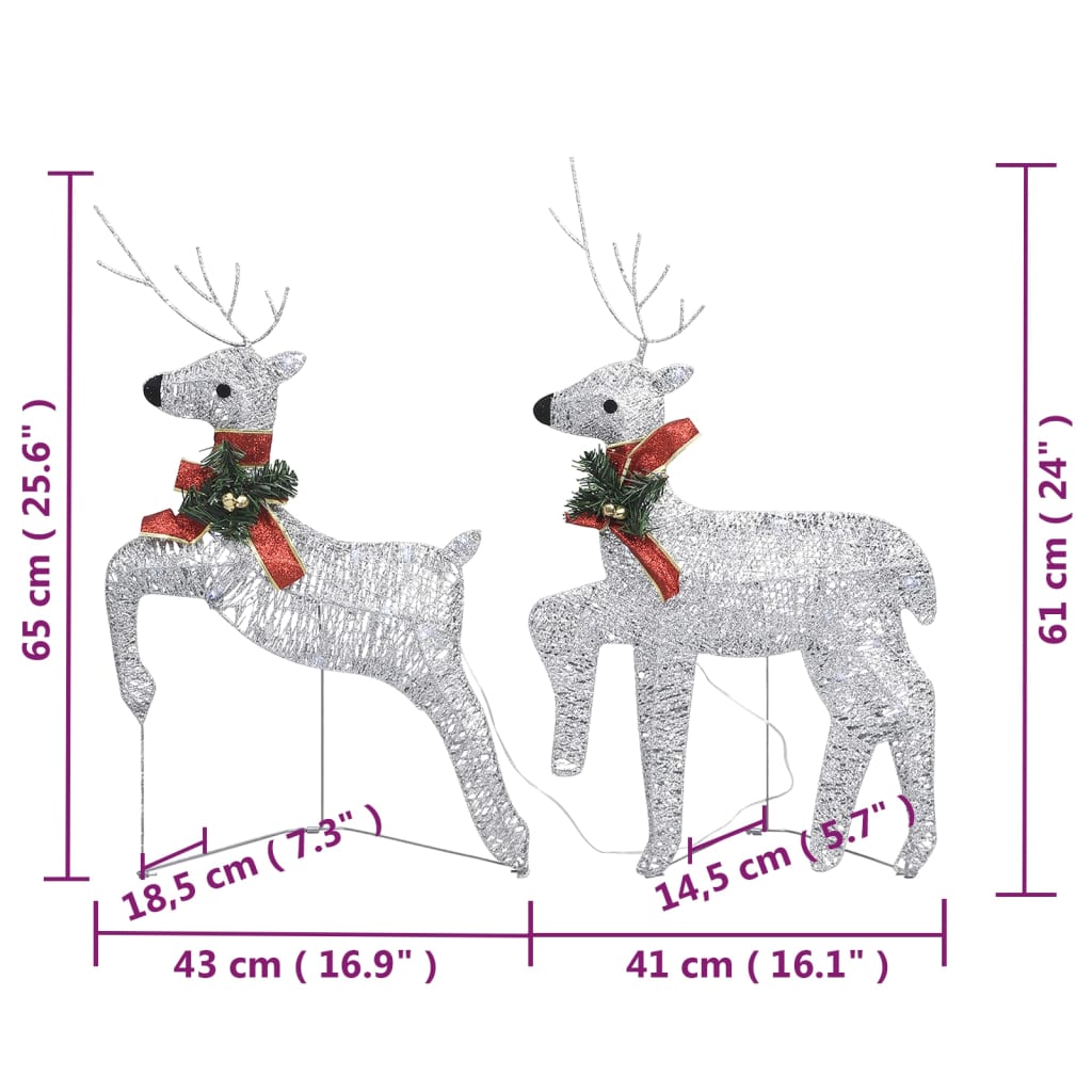 Buitenkerstversiering rendieren en slee 140 LED's zilverkleurig