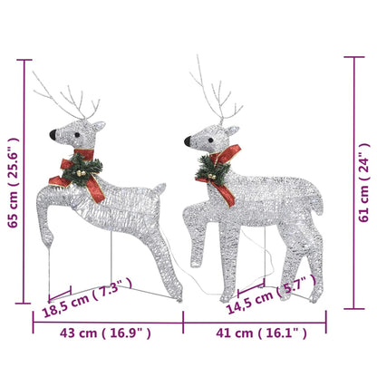 Buitenkerstversiering rendieren en slee 140 LED's zilverkleurig