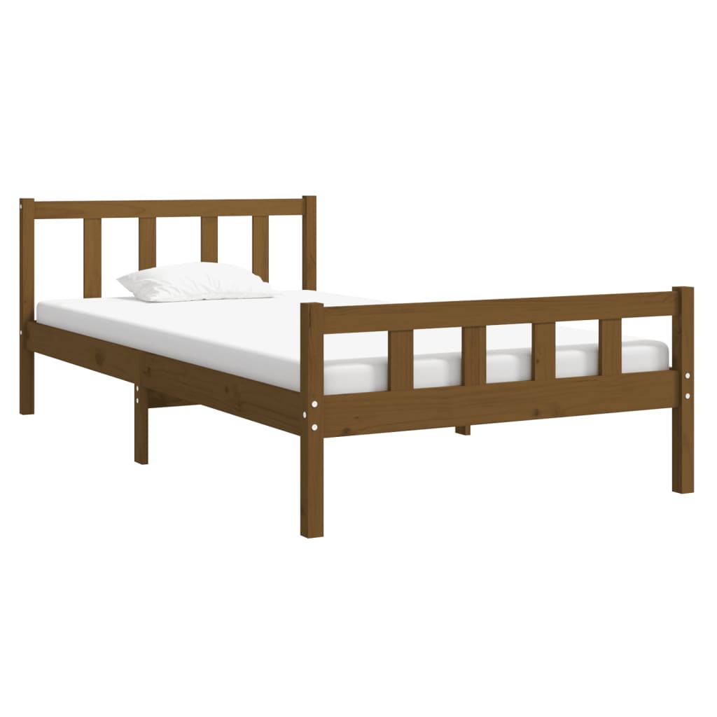 Bedframe massief hout honingbruin 90x200 cm