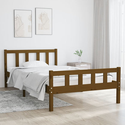 Bedframe massief hout honingbruin 90x200 cm