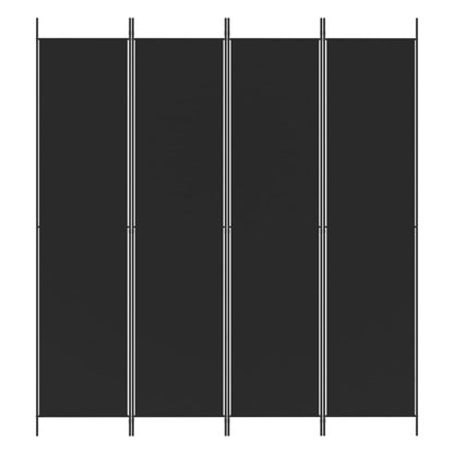 Kamerscherm met 4 panelen 200x220 cm stof zwart