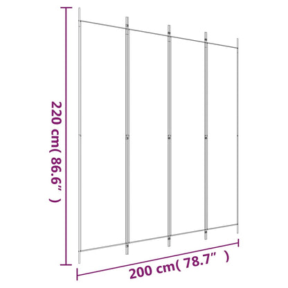 Kamerscherm met 4 panelen 200x220 cm stof zwart