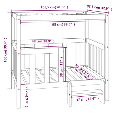 vidaXL Hondenmand 105,5 x 83,5 x 100 cm massief grenenhout zwart