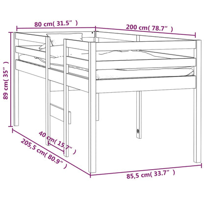 Hoogslaper massief grenenhout honingbruin 80x200 cm