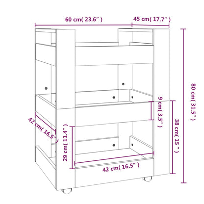 Keukentrolley 60x45x80 cm bewerkt hout wit