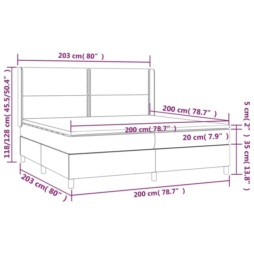 Boxspring met matras stof zwart 200x200 cm