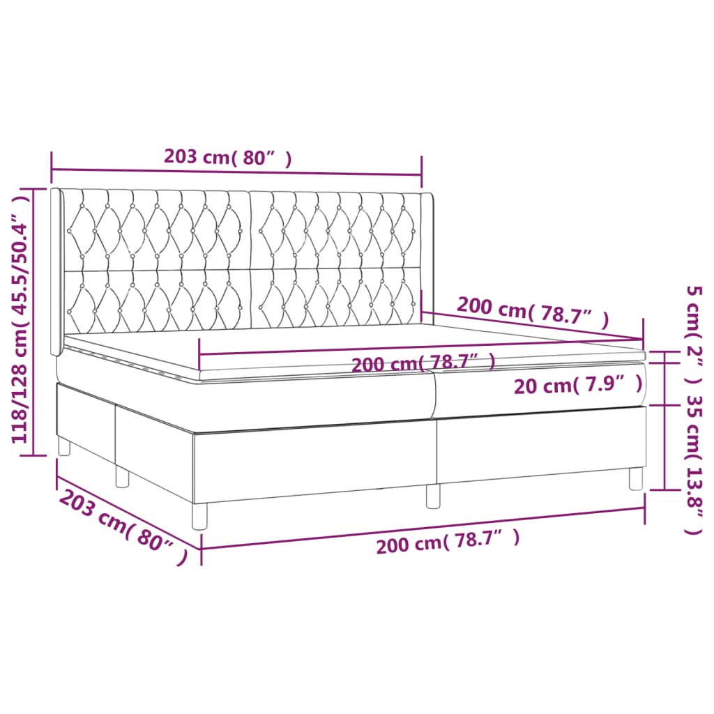 Boxspring met matras stof zwart 200x200 cm