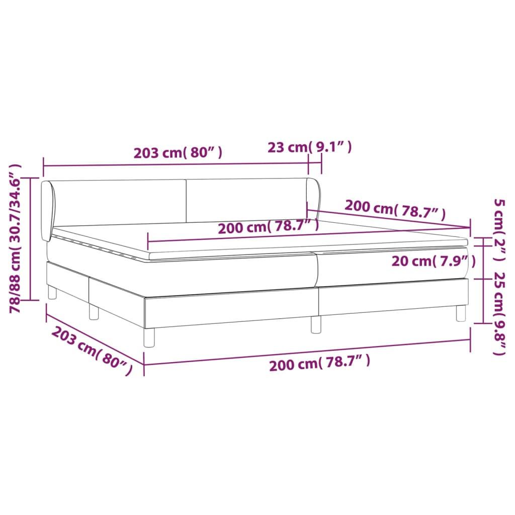 Boxspring met matras stof zwart 200x200 cm