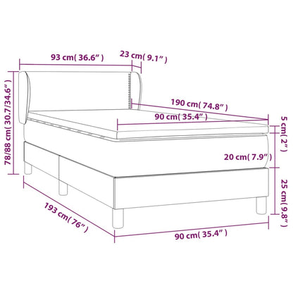 Boxspring met matras stof zwart 90x190 cm